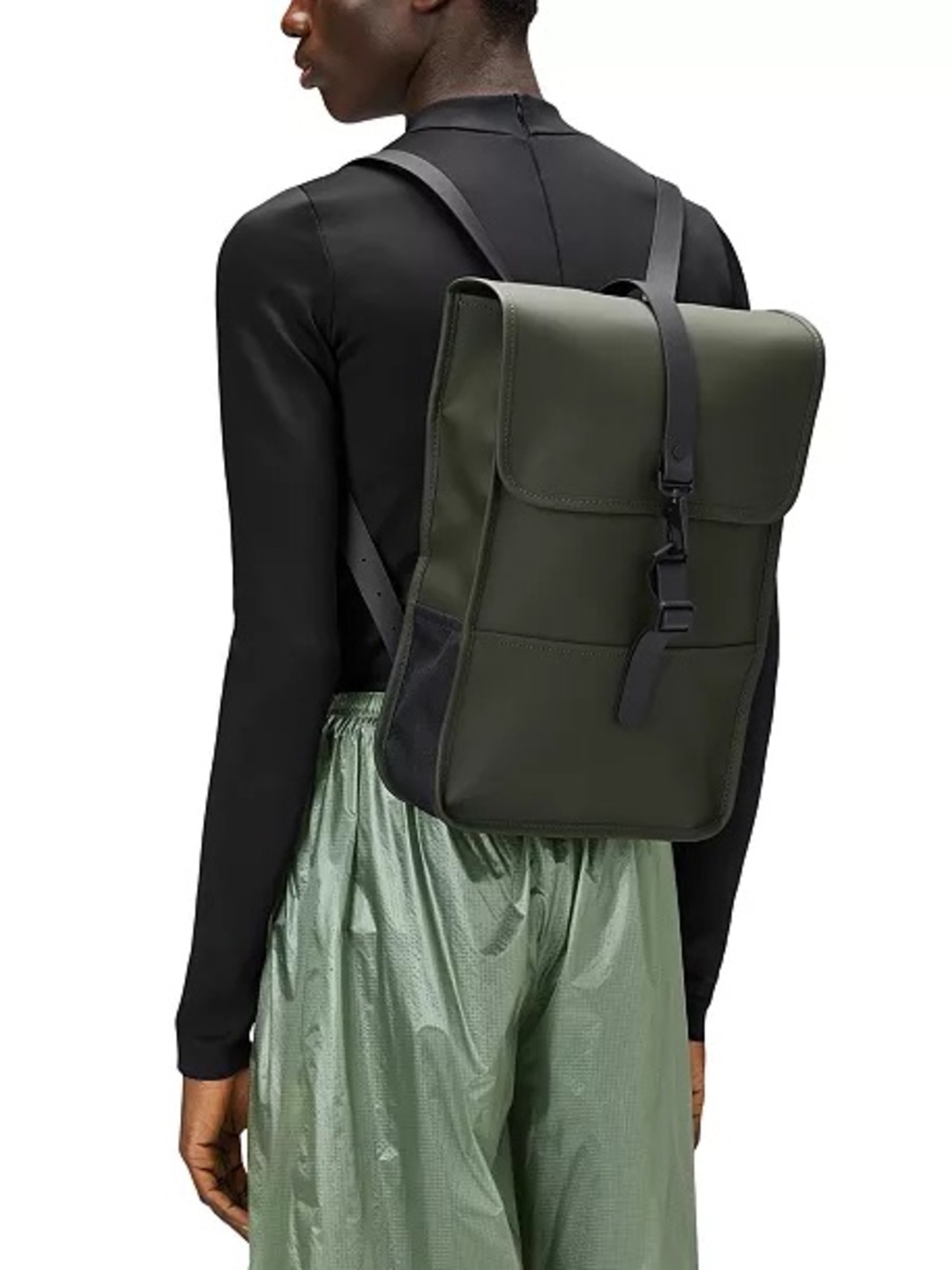 Rains Olive Green Backpack with Black Accents